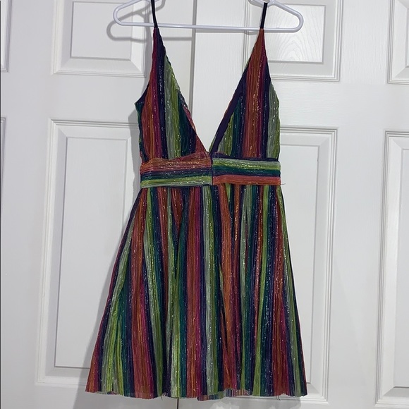 Rainbow Pleats Twist Mini Dress - Picture 3 of 4